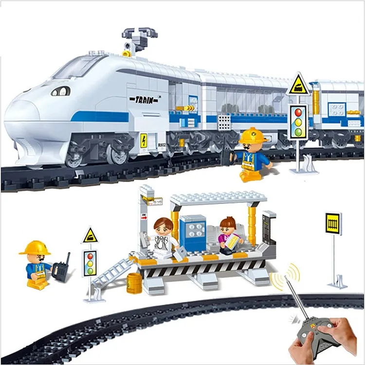 

Banbao 8221 Remote Control toys Train Transport 662 pcs Plastic Model Building Block Sets Educational DIY Bricks Toys
