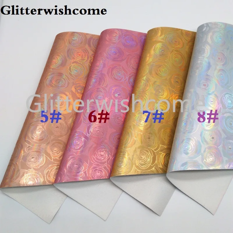 Glitterwishcome 21X29 см A4 Размеры виниловые обои для банты тиснением розы кожаный тканевый Искусственная кожа листы для банты, GM243A