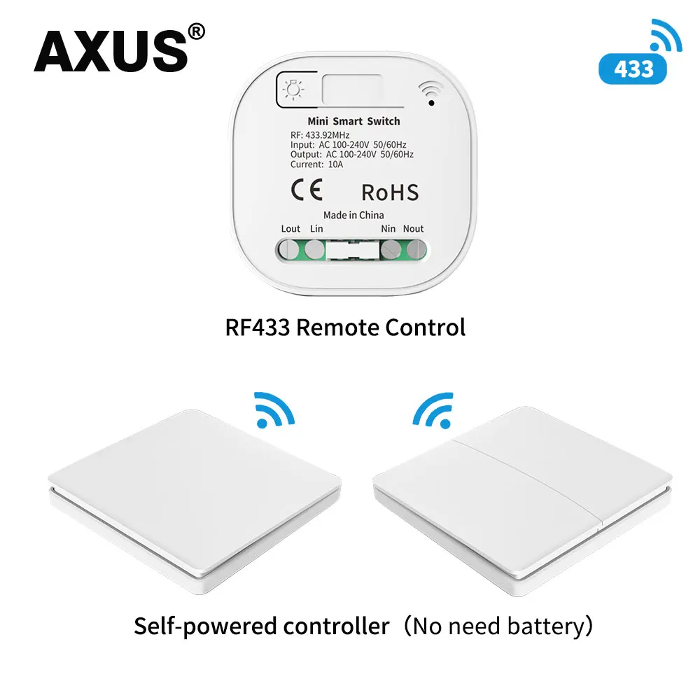 AXUS ЕС/Великобритания без аккумулятора RF433Mhz беспроводной пульт дистанционного