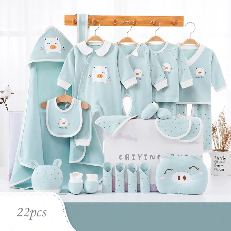 22pcs 18/20/22 новорожденных девочек из трех предметов комплект одежды сезон весна-лето для маленьких мальчиков на осень и весну для девочек, платье с рисунком полной луны, одежда для малышей, писчая бумага, одежда для малышей, комплект - Цвет: 22pcs