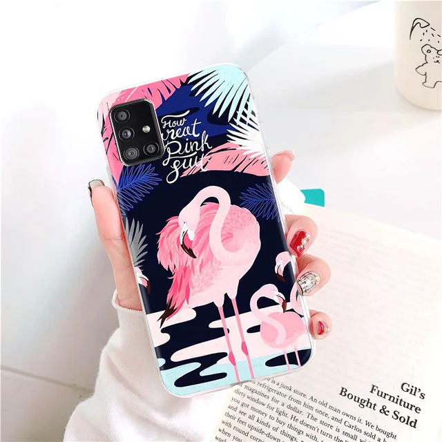 For Samsung A32 Case For Samsung Galaxy A12 A21S A52 A72 A51 A71 Flamingo Soft TPU Silicone 4G 5G A325F A326B Back Cover Fundas J083
