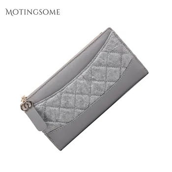 

Diamonds Lattice Women Wallets and Purses Leather Long Style Solid Color Elegant Card Holder Phone Clutch Luxury Design 2020 New