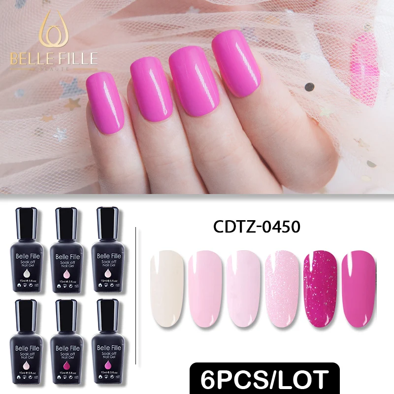 

Belle Fille Gel Nail Polish Set 15ML 6PCS Nail Polish Kit Semi Permanent Manicure Set UV LED Nail Art Gel Polish Varnish Gel Lak