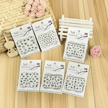 

New Exquisite Cartoon Sunglasses Butterfly Flower Manicure Black 3D Three-dimensional Nail Stickers DIY Fashion Nail Decoration