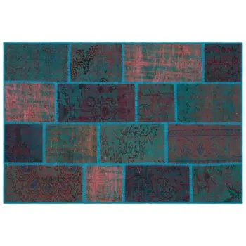 

Handmade Blue Vintage Overdyed Patchwork Area Rug 120x180 Cm-3'11''X5'11''