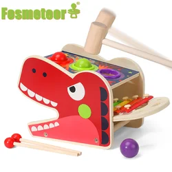 Fosmeteor – jouet éducatif en bois pour enfants, tyrannosaure, Table à frapper, aide à l'éducation précoce, Puzzle, produit de Piano 
