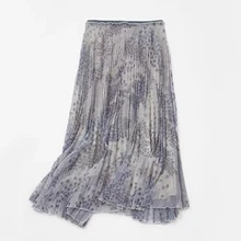 Новая женская плиссированная юбка миди с принтом звезды и эластичной талией