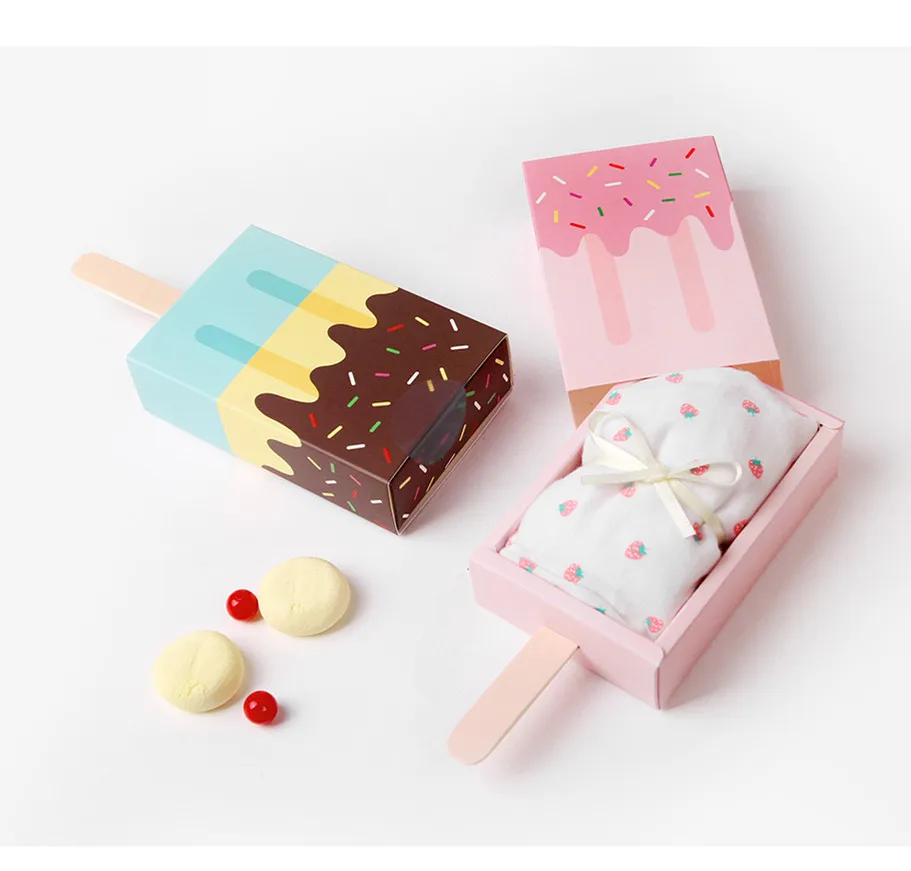 

50Pcs Ice Cream Shape Gift Boxes Baby Shower Birthday Party Candy Box Cartoon Drawer Gift Bag for Kids Party Favor Box
