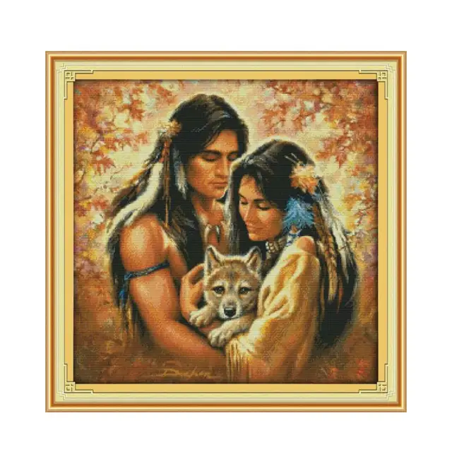 Sweet Couple Series Cross Stitch Kit 14ct 11ct Canvas Printing Embroidery Set DIY Needlework Home Decoration Painting Lover Gift R568