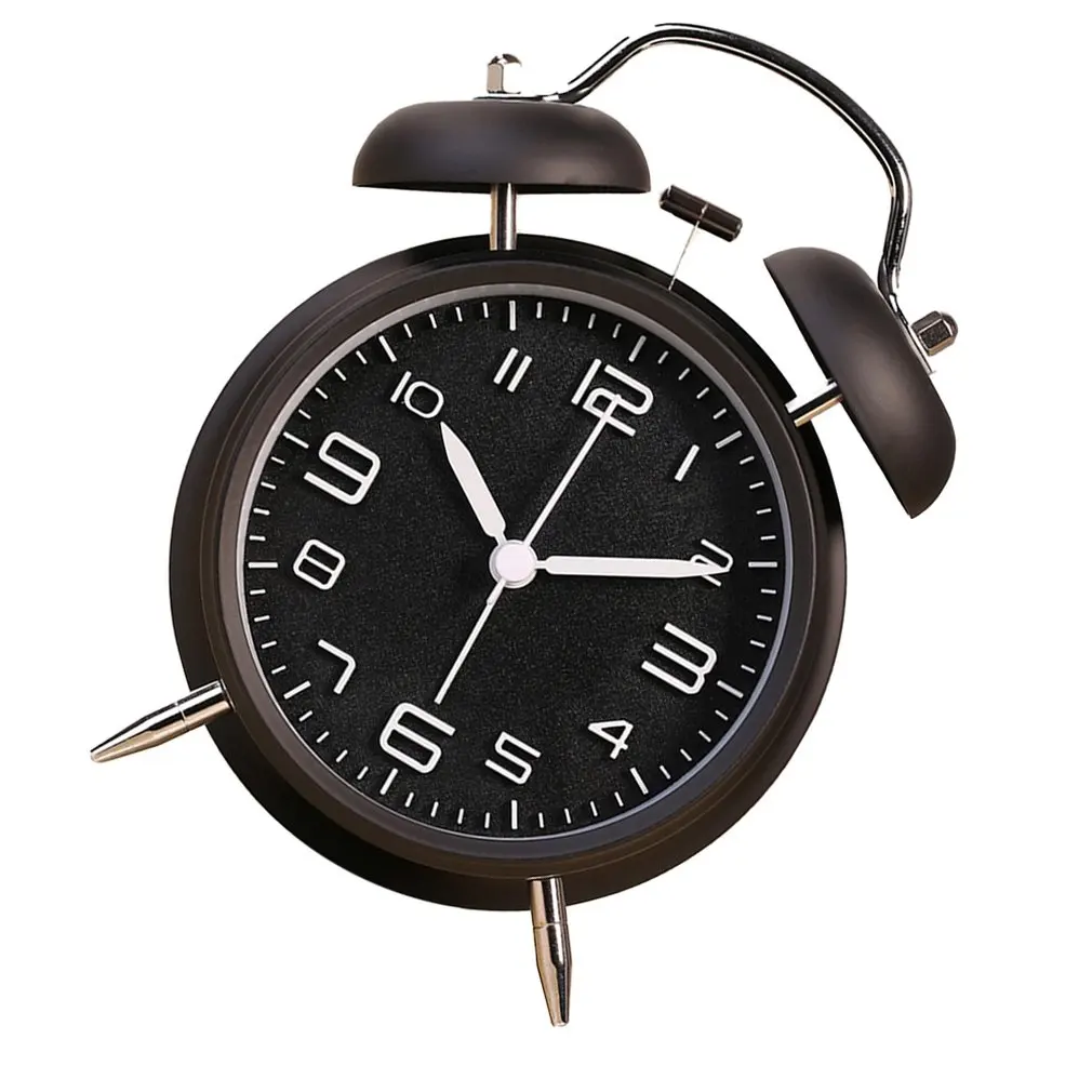 4-Inch Double Bell Alarm Clock with Stereoscopic Dial Backlight Battery Operated Loud Alarm Clock(Black