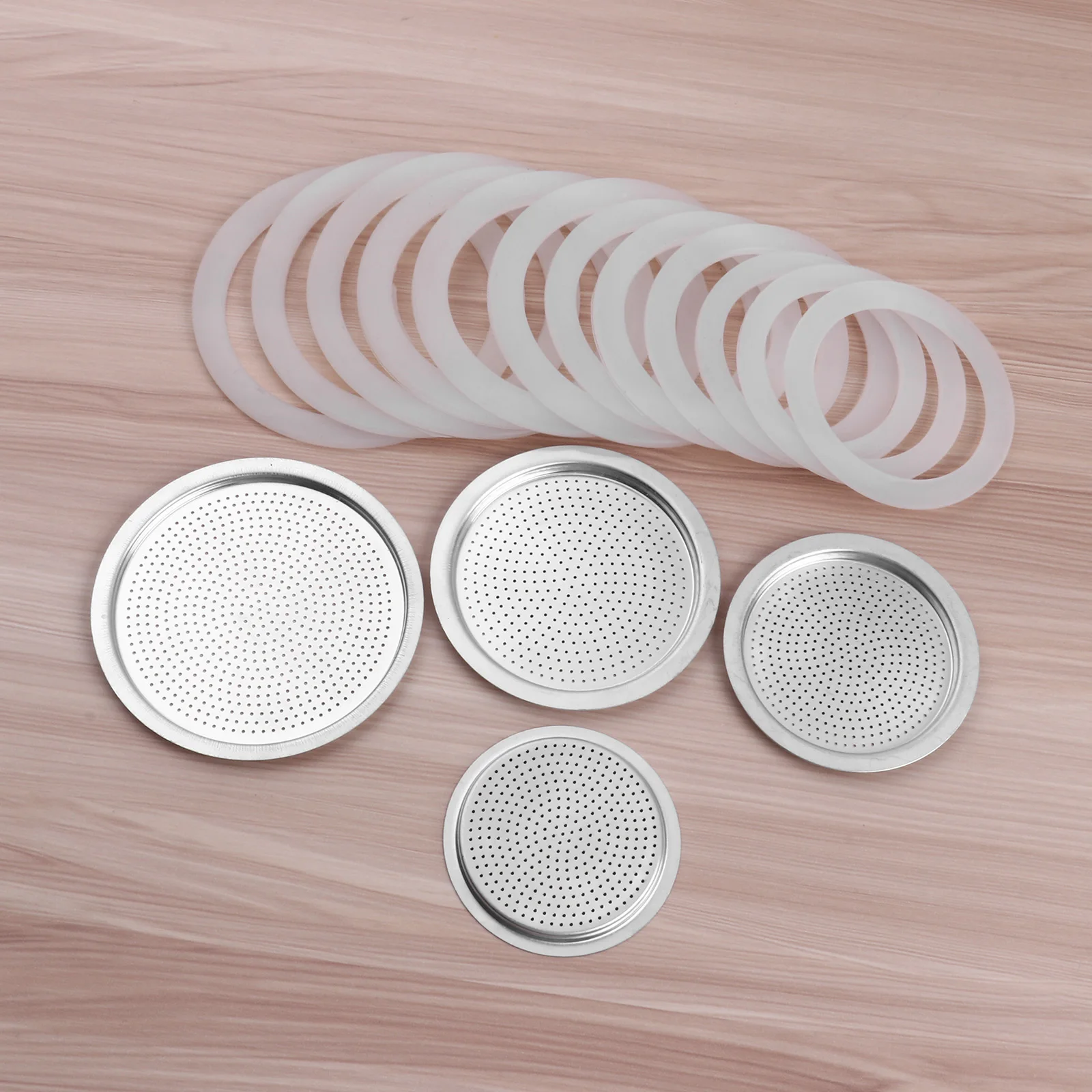 3SiliconeGasketsand1PcAluminumFilterMokaPotCoffeeBottle