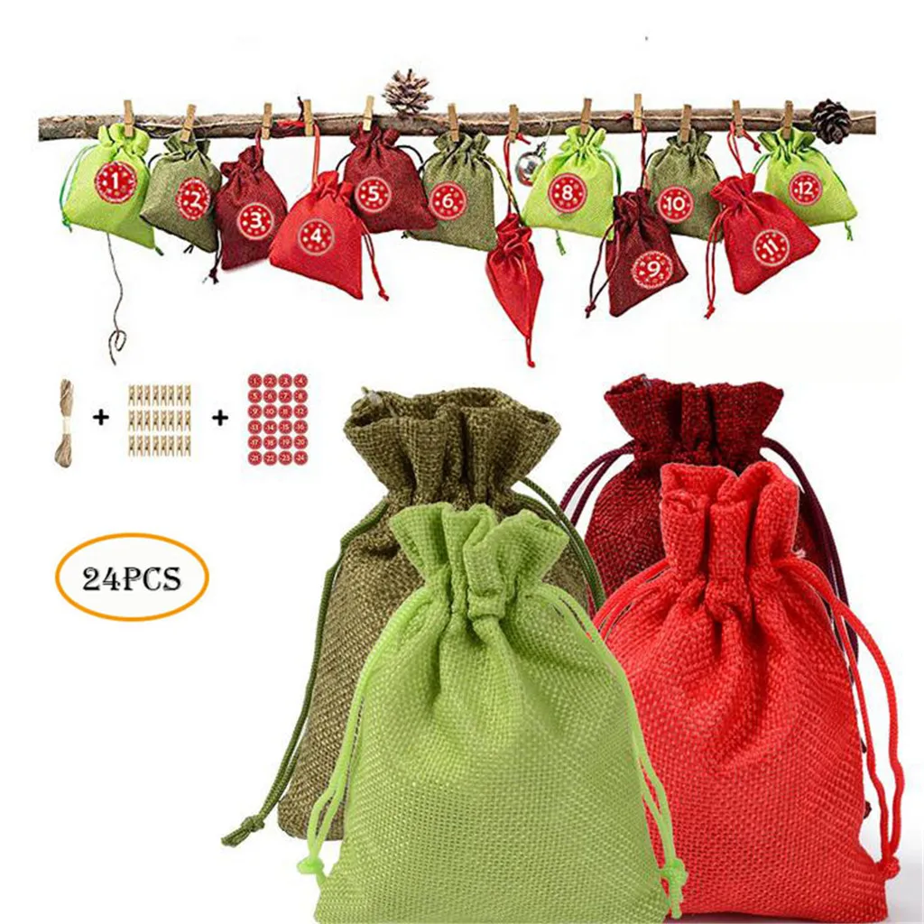 24 шт рождественские подарочные пакеты пачка джутовый Подарочный пакет ...