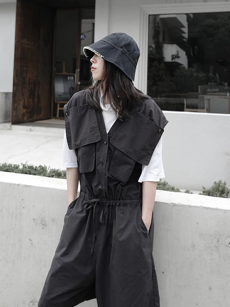 Домашний оригинальный дизайн комбинезон для женщин в форме свободный Темный отдел маленький нейтральный