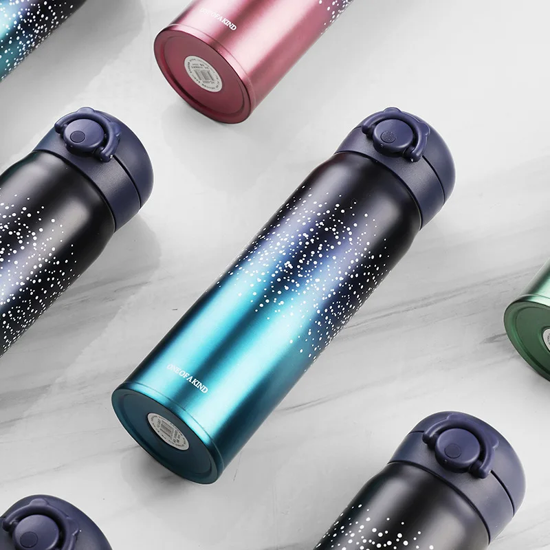 VILEAD350ml 500 мл 304 Нержавеющая сталь звездное небо термос чашка прыгающая Крышка пара вакуумная фляга милый чайная кружка, бутылка для воды для студентов