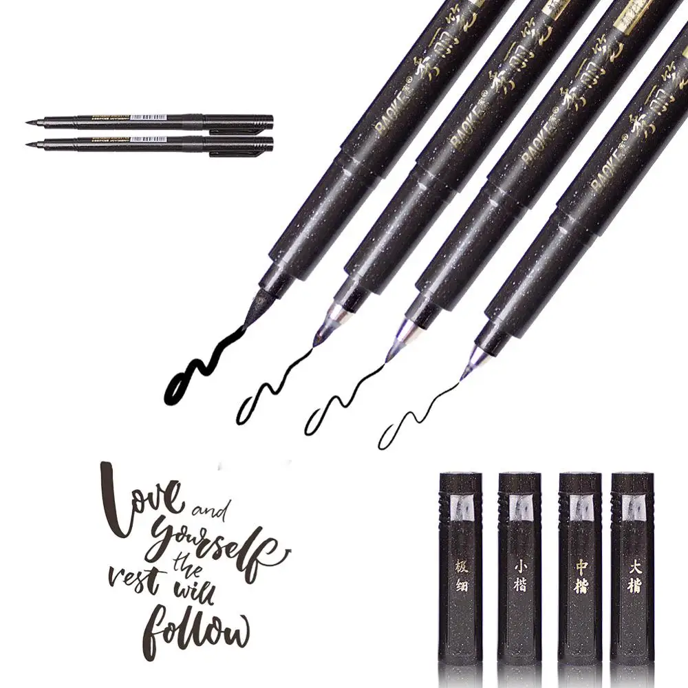 

Calligraphy Brush Pen Set 4 Pcs Pen School Kit art Brushes for Writing Painting Back to School Large Drawing Set Sketching Pen