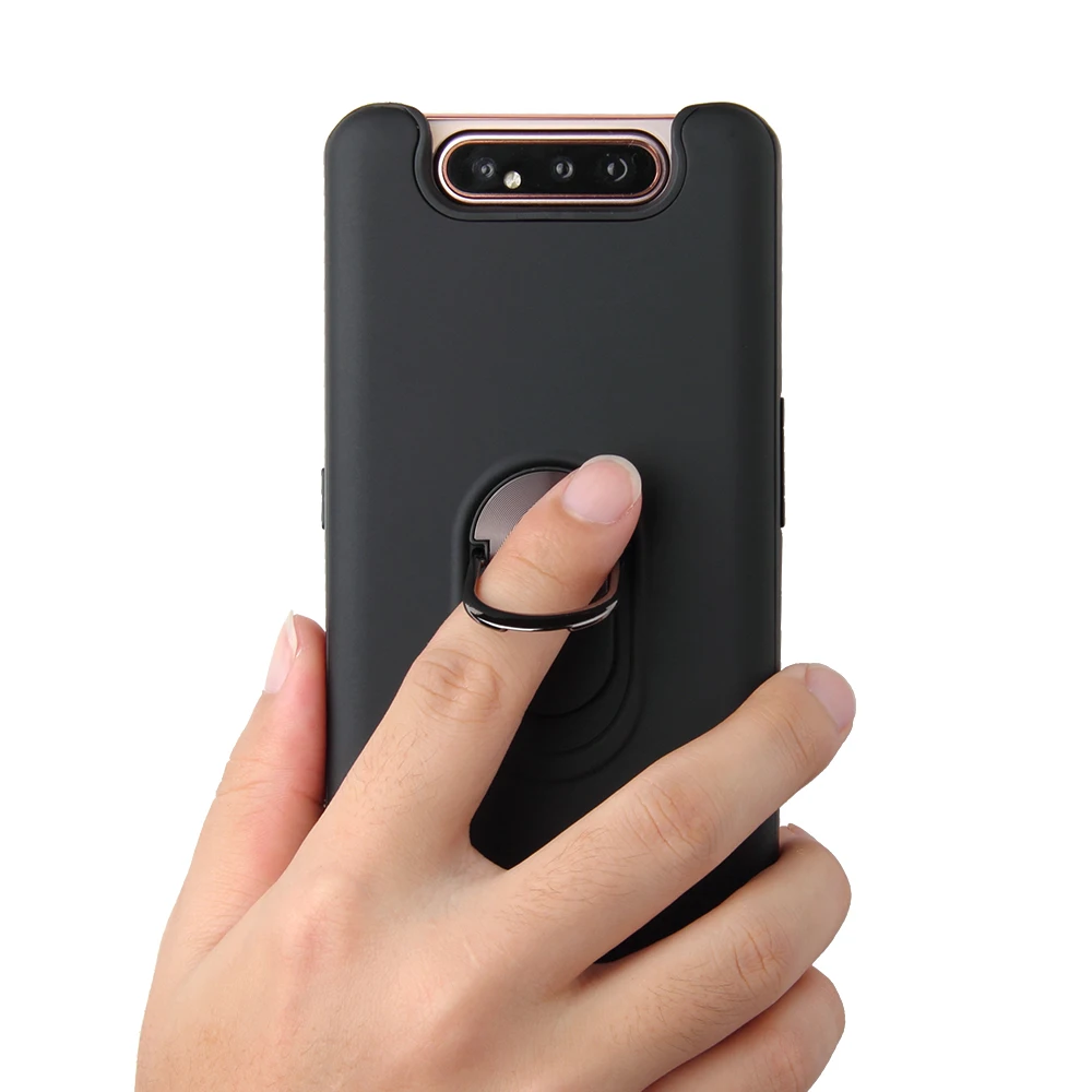 Роскошный ударопрочный чехол для телефона s для samsung Galaxy A80 A90, чехол с кольцом на палец, задняя крышка, автомобильный магнит, кронштейн для выхода воздуха, Coque