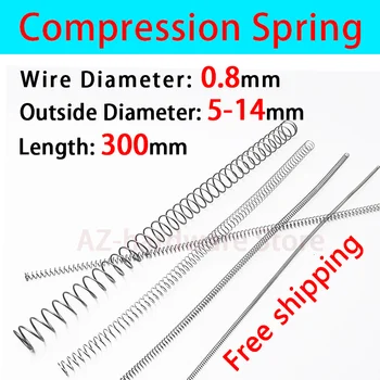 

Compressed Spring Pressure Spring Wire Diameter 0.8mm, Outer Diameter 5mm-14mm, Length 300mm Release Spring Return Spring 1 Pcs