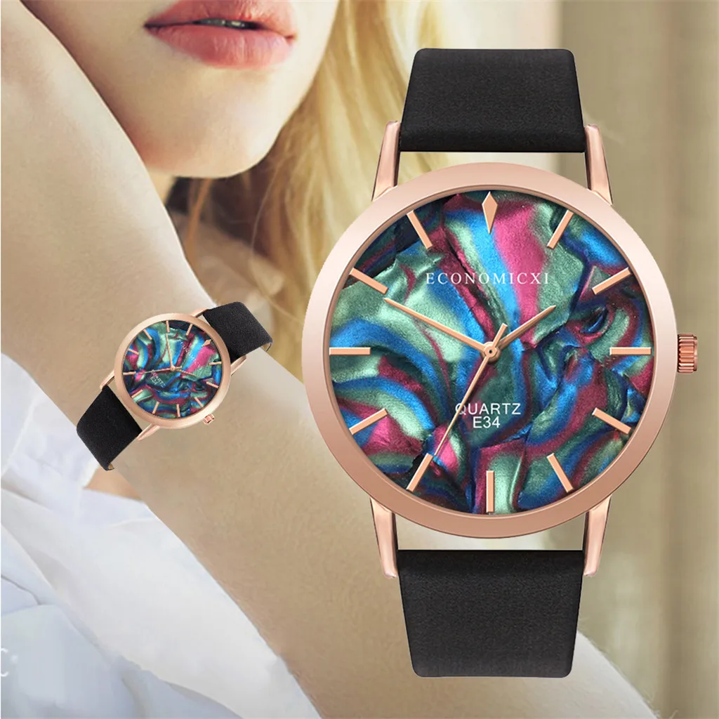 Женские повседневные часы-браслет с кварцевым сетчатым ремешком кожаный ремешок