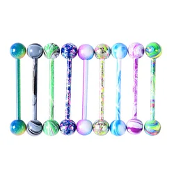 Stainless Steel Glitter Barbell Piercing Set - 6PCS Jewelry Collection (Paint 6PCS)