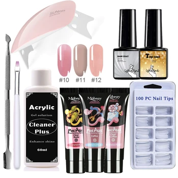 

Extension Nail Poly Gel Set UV LED Lamp Gel Polish Nail Brush Nail Primer Top Coat Base Natural Hard Jelly Acrylic Nail Tools