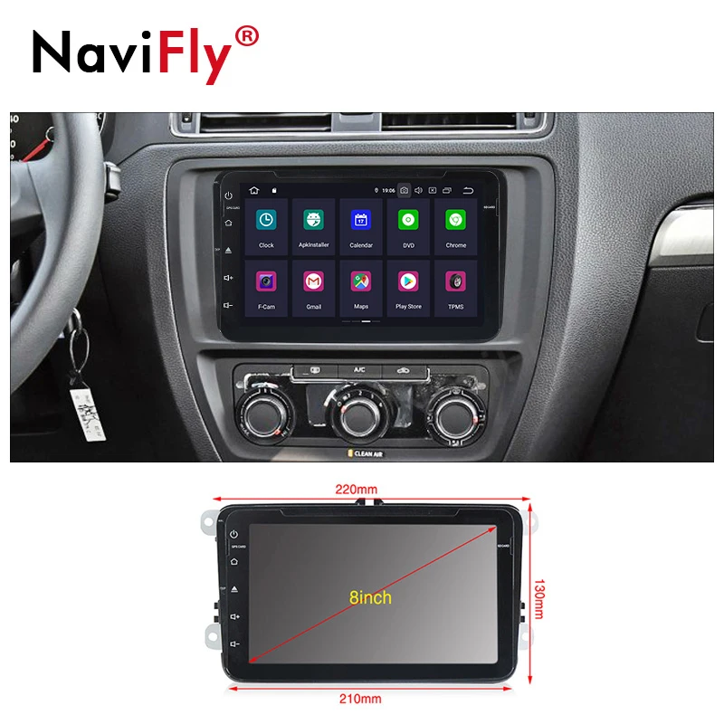 Discount NaviFly new style! 8" IPS DSP 4GB+64GB Android 9.0 Car dvd radio gps for VW polo golf 5 6 passat B6 B7 tiguan jetta SHARAN BORA 1