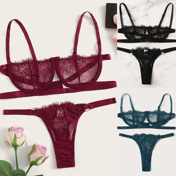 

Women Lingerie Corset Lace Push Up Underwear Lady Sexy Racy Muslin Sleepwear Underwear Tops+Briefs пижама женская