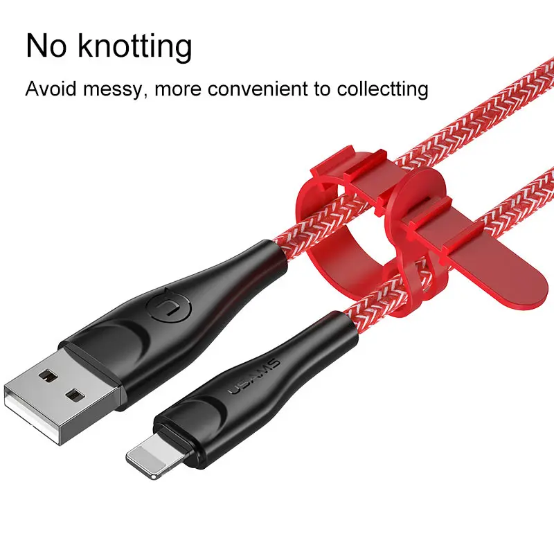 USB кабель USAMS для освещения iPhone 2 м 4 А быстрой зарядки и передачи данных 7 8X6 6s plus 5 SE