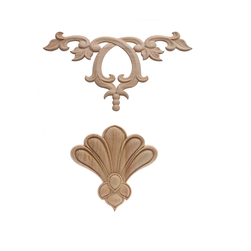 

Wood Applique Onlay Wood Decal Rubber Wood Cabinet European Doors Antique Large Decoration Retro Wood Mouldings Wood Figurines