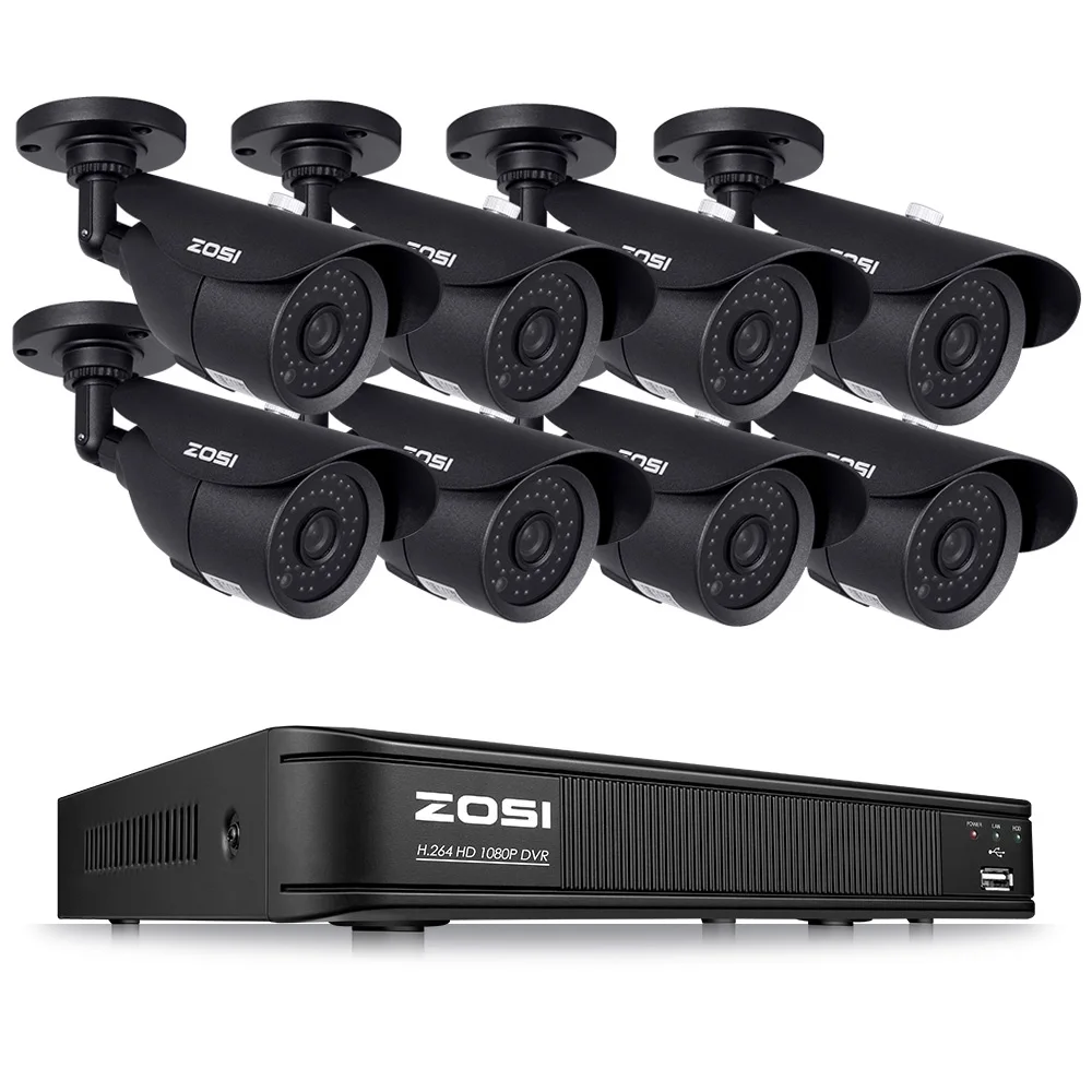 ZOSI HD-TVI 8CH 1080P DVR комплект 2.0MP камеры безопасности Система 8*1080P День ночного видения CCTV Домашняя безопасность без HDD