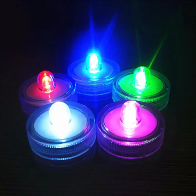 1PC Waterproof LED Tealight Candles Flameless Realistic Floral Submersible Lamp Light Wedding Party Christmas Decoration