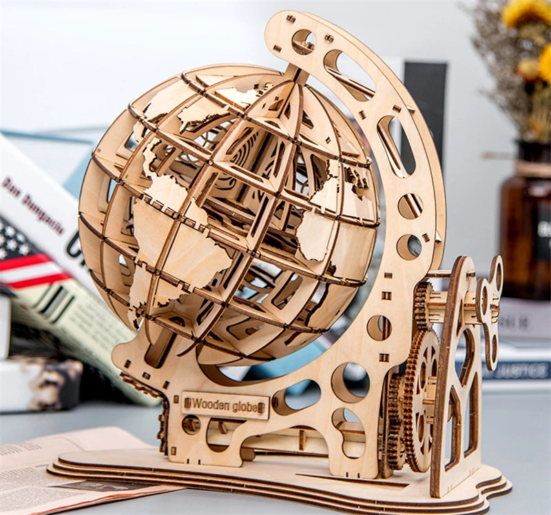 DIY 3D деревянная головоломка Глобус Модель Строительный набор детские игрушки для детей умные игры деревянная головоломка коробка Oyuncak украшение комнаты подарок