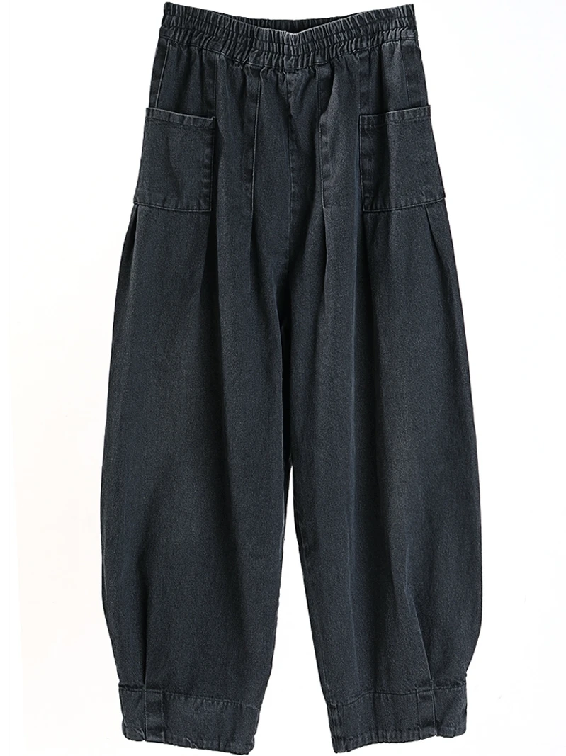 Black grey GCC3224 Женские джинсовые шаровары, весна, новинка, для отдыха размера плюс, женские свободные широкие штаны, индивидуальная одежда GCC3224 - Цвет: Black grey GCC3224