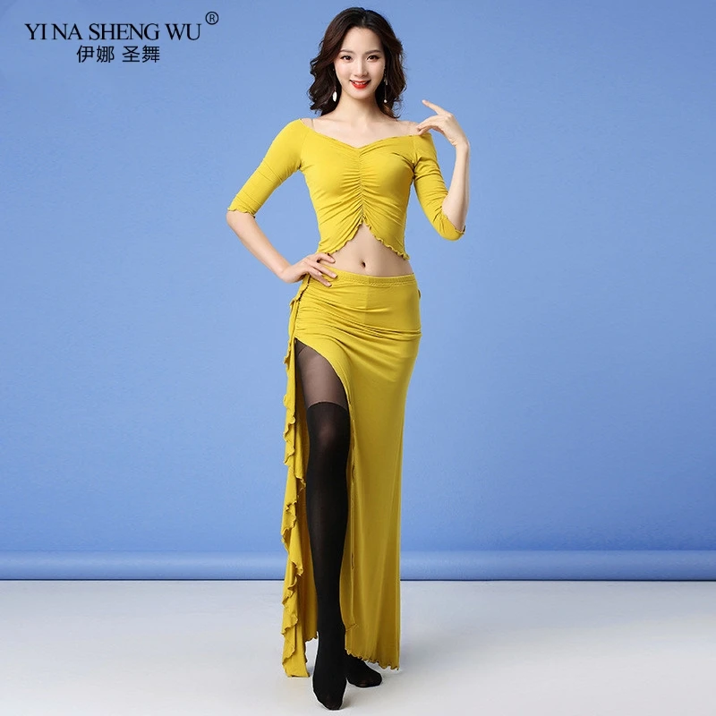 New Fashion Women Dance Clothes Belly Costume Set Stretchy Top Bellydance Dresses Outfit 2 Pieces Skirt | Тематическая одежда и