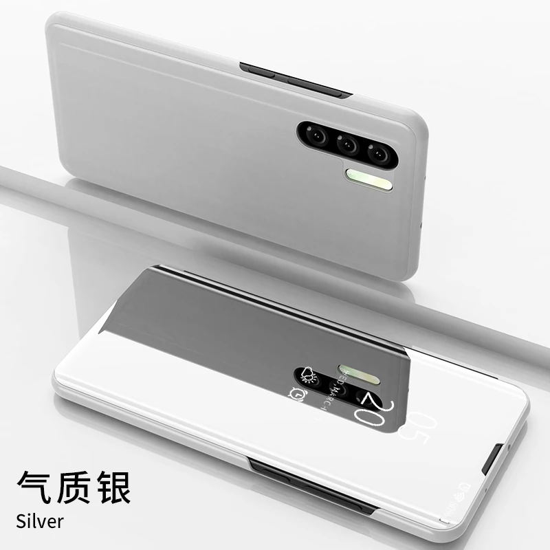 Умный прозрачный флип-чехол для huawei P30 P20 Lite Pro mate 20 10 Pro Lite 20X9 P9 P10 Plus чехол для телефона роскошный защитный чехол s - Цвет: Серебристый