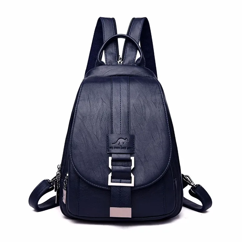 Женские кожаные рюкзаки, высокое качество, рюкзак, женский рюкзак, рюкзак для путешествий, женский кожаный рюкзак Mochilas, школьные сумки - Цвет: blue