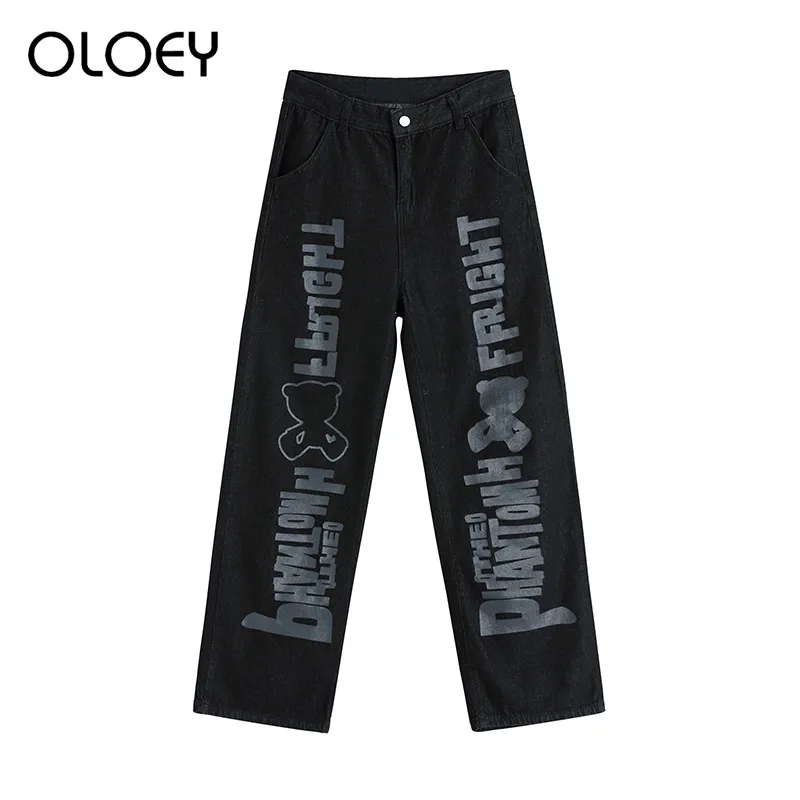 Модные ковбойские женские свободные уличные брюки с принтом граффити новинка 2021