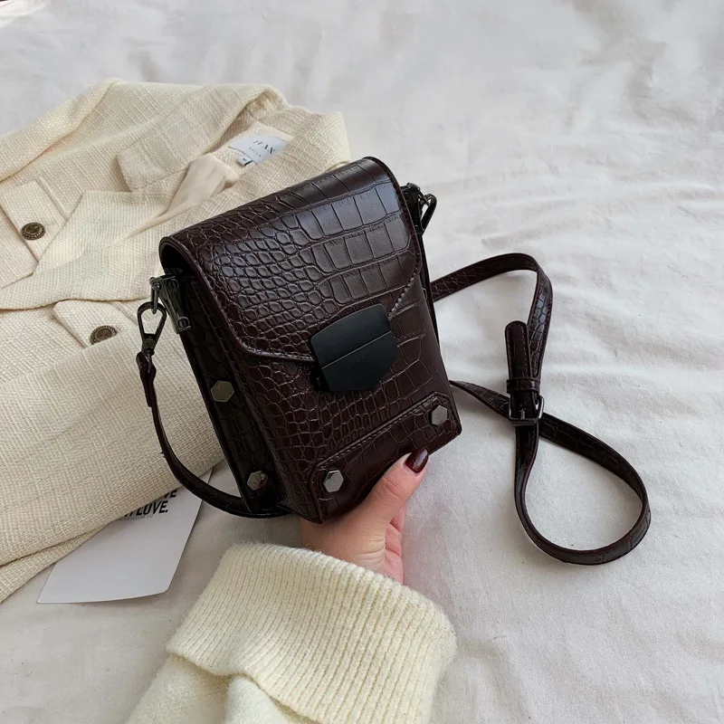 

Autumn And Winter Casual Retro Small Bag Women's 2019 New Style Fashion Crocodile Pattern Versatile Textured Shoulder Square Sli