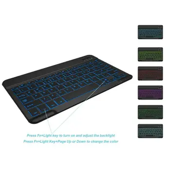

Wireless Bluetooth Keyboard with 7 Color LED Backlight Universal Rechargeable for iPad Laptop PC Tablet Accessories