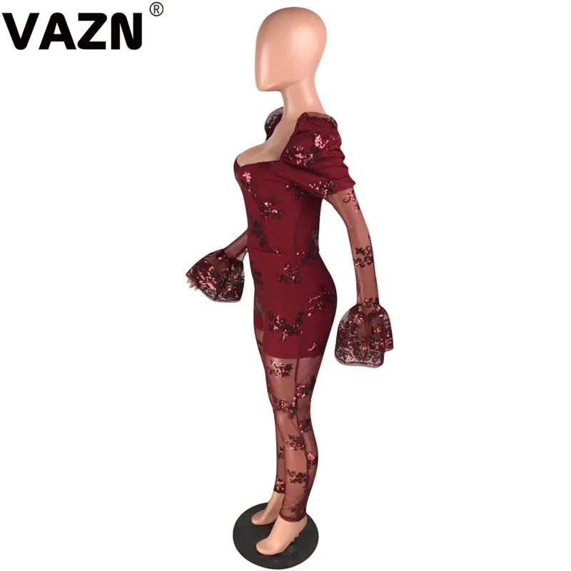 VAZN, высококачественные, новейшие, стильные, лоскутные, кружевные, сексуальные, вечерние, необычные, одноцветные, без бретелек, с длинным рукавом, женские, с высокой талией, комбинезоны-карандаши