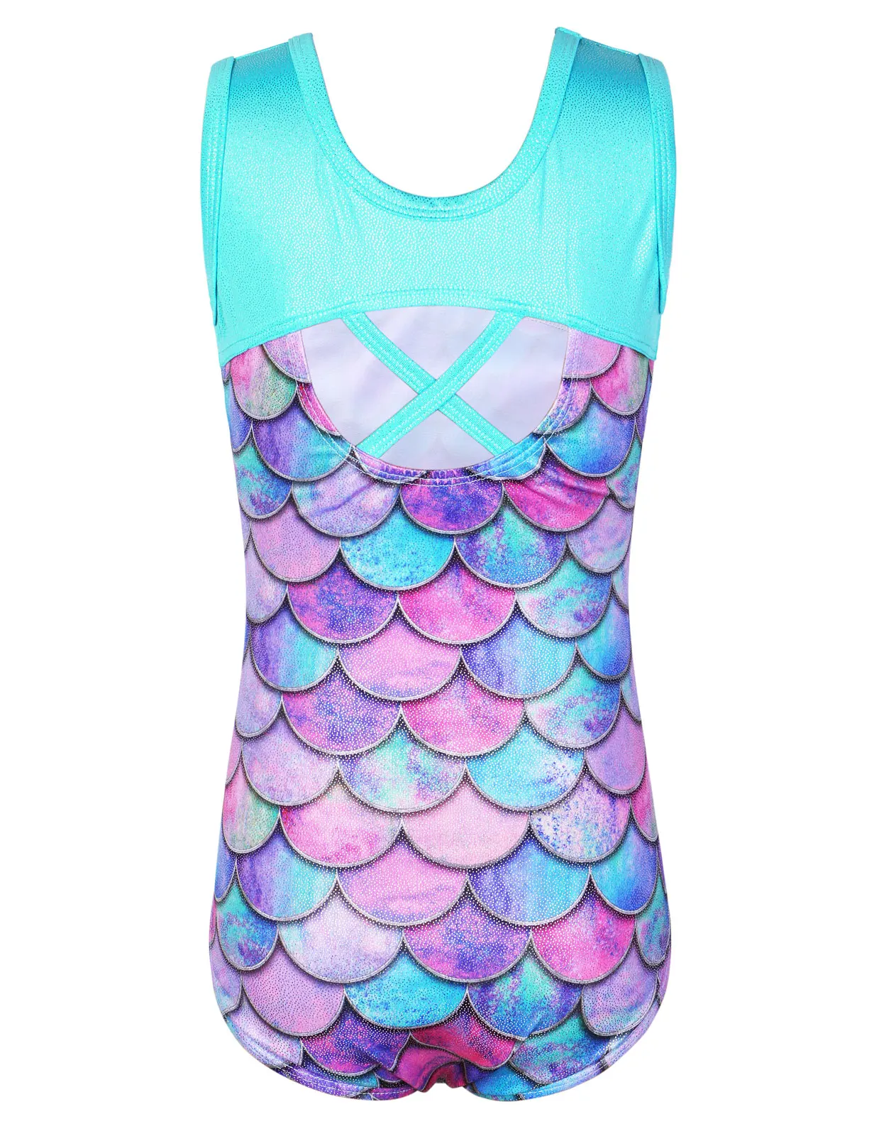 BAOHULU Sleeveless Ballet Leotard for Girls One Piece Scale Print Gymnastics Leotard Kids Practice Outfit Dance Wear