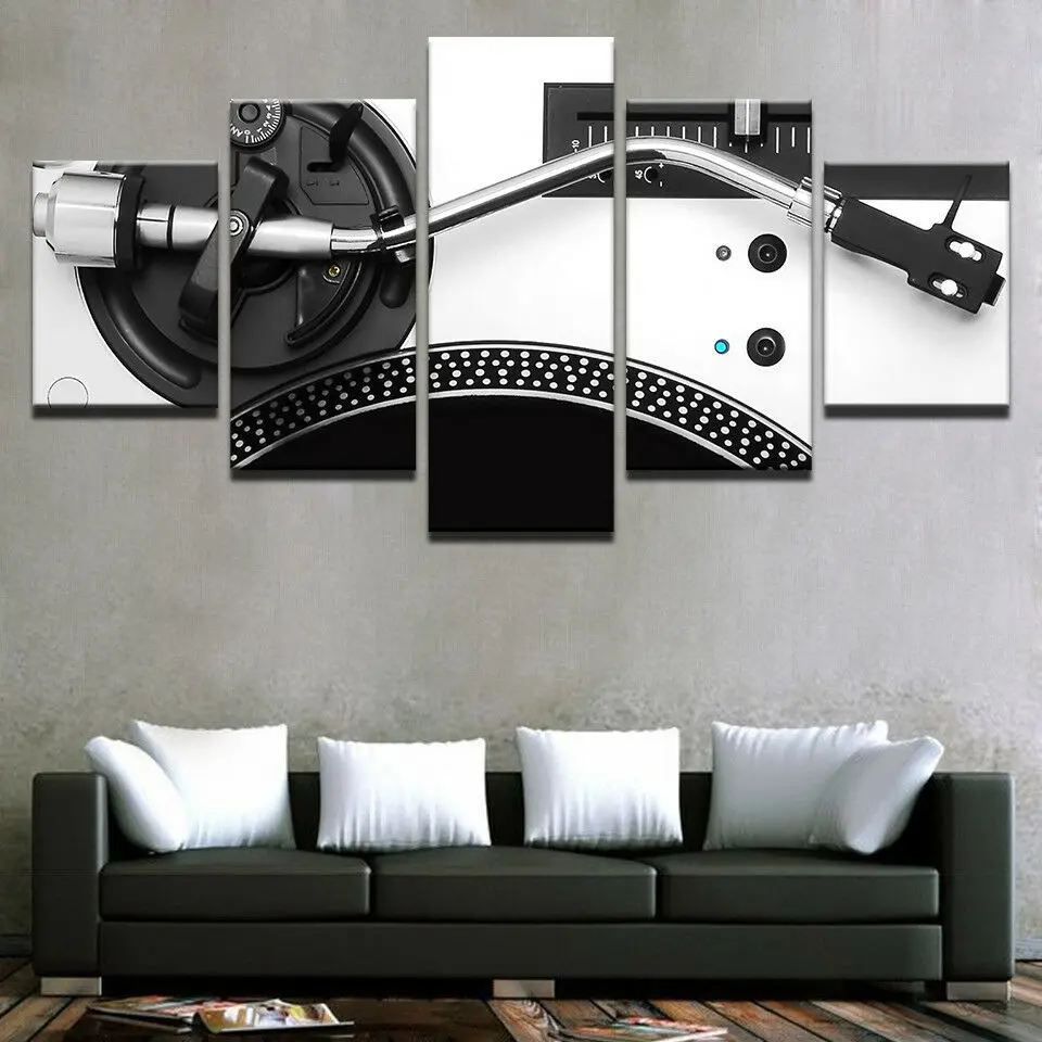 No Framed Music DJ Night Club Turntablet 5 pcs Home Wall Decor Canvas Picture Art HD Print Painting On for Living Room | Дом и сад