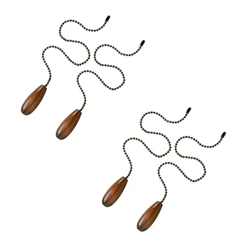 

4 Pieces Ceiling Fan Chain Pulls Wooden Pull Chain Extension Pull Chain for Ceiling Light Lamp Fan Chain (Walnut Color)
