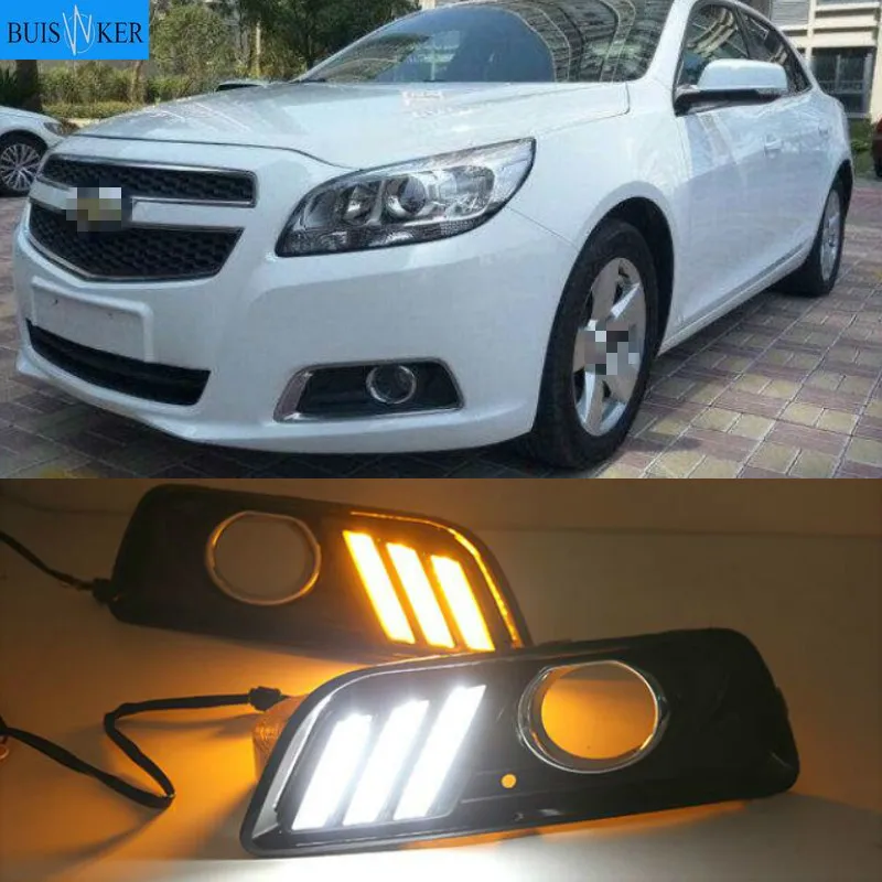 

2Pcs DRL Fog Lamp For Chevrolet chevy Malibu 2011 2012 2013 2014 2015 With Yellow Signal LED Daytime Running Lights