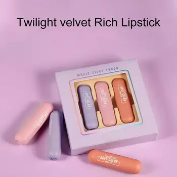 

3pcs/box Capsule Mini Velvet Matte Lipstick Mosturizer Lasting Stick Lip Set Romantic Beauty Cosmetic Long Lipstick Silk P6T6
