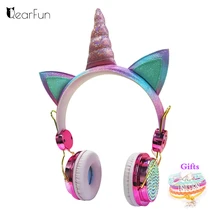 Últimos audifonos gamer auriculares con cable unicornio con micrófono para niñas, auriculares estéreo de música, auriculares para ordenador, para Gamer, para teléfono móvil, para niños, regalo(China)