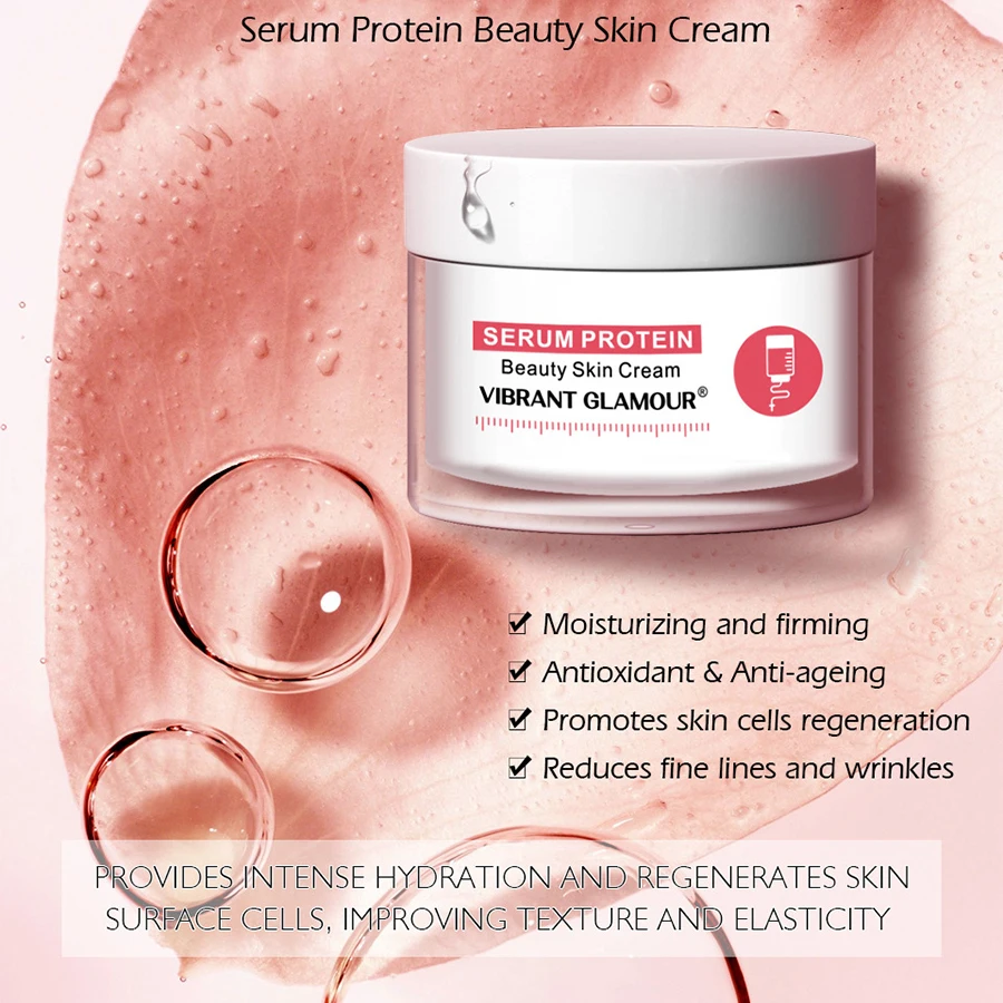 VIBRANT GLAMOUR Serum Protein Face Cream Repair Anti Wrinkle Reduce Red Blood Anti allergy Deep Hydration 4
