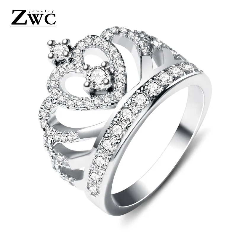 Silver 3 ZWCX Fashion Classic Six Claw AAA Zircon Wedding Rings for women Jewelry Wedding Engagement Female Crystals Ring Gift - Main Stone Color: Silver 3