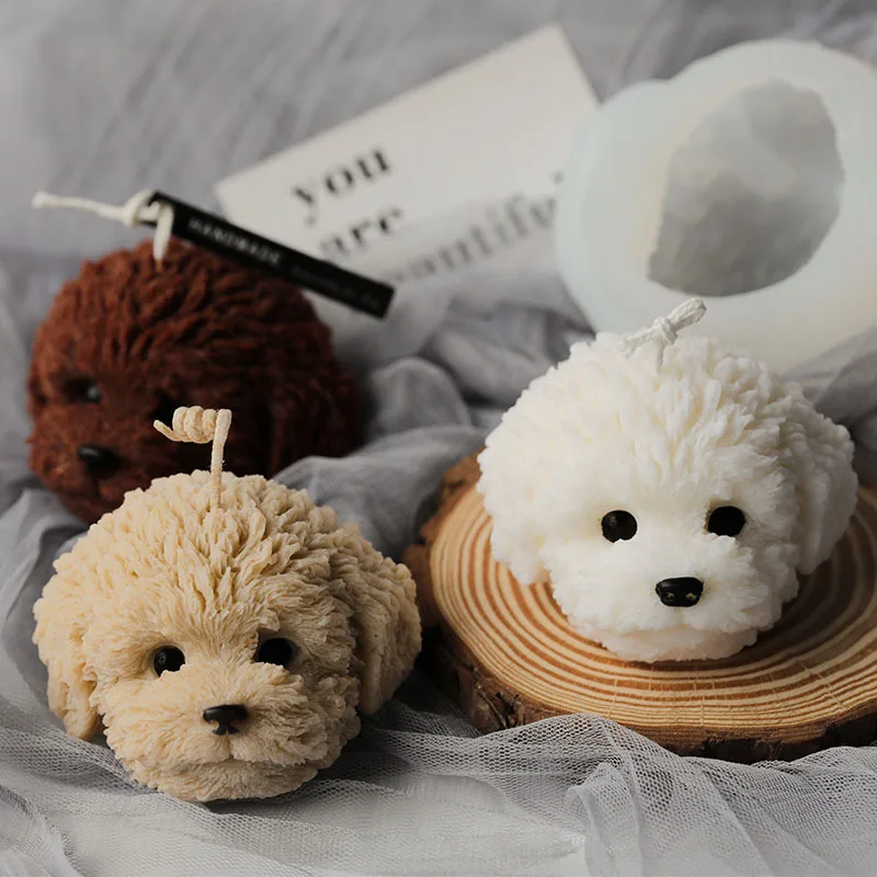 Teddy Dog Head Candle Silicone Mold Animal Shape Fragrance Making Wax Mould Korean Style | Дом и сад