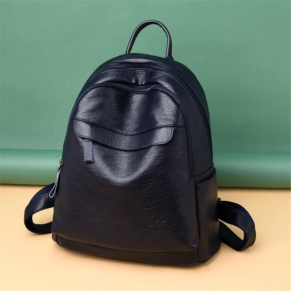 Lunxury винтажный Женский мягкий кожаный рюкзак Sac Dos элегантный школьный рюкзак для девочек большой емкости женский дорожный рюкзак