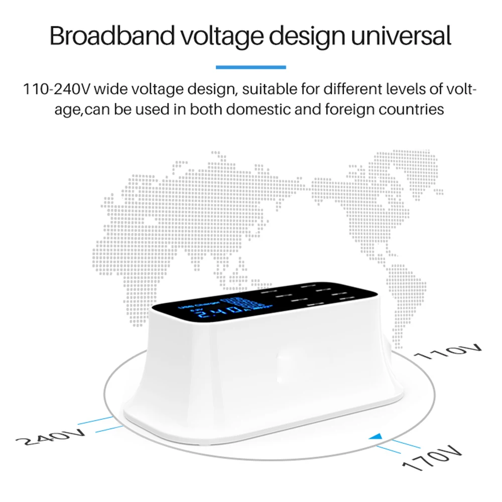 8-портовый мультифункциональное USB зарядное устройство ЖК-дисплей Цифровое Отображение времени в трех режимах 5V 2.4A быстрая Зарядная база зарядная станция адаптер для iPhone, планшета